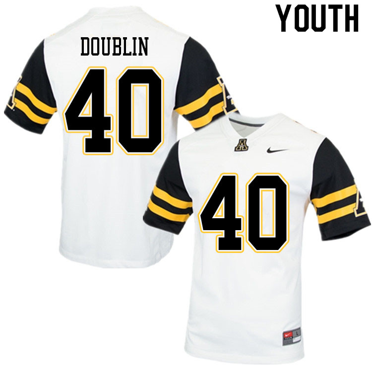 Youth #40 Logan Doublin Appalachian State Mountaineers College Football Jerseys Sale-White - Click Image to Close